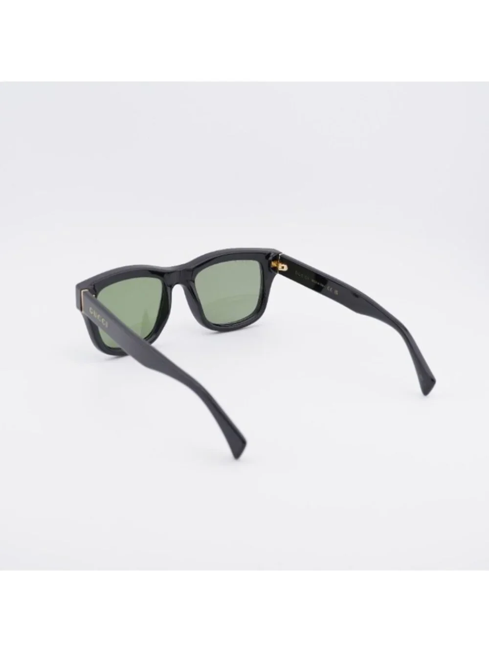 Gucci GG1135S 001 Sunglasses Black Square Frame, Green Polarized Lenses